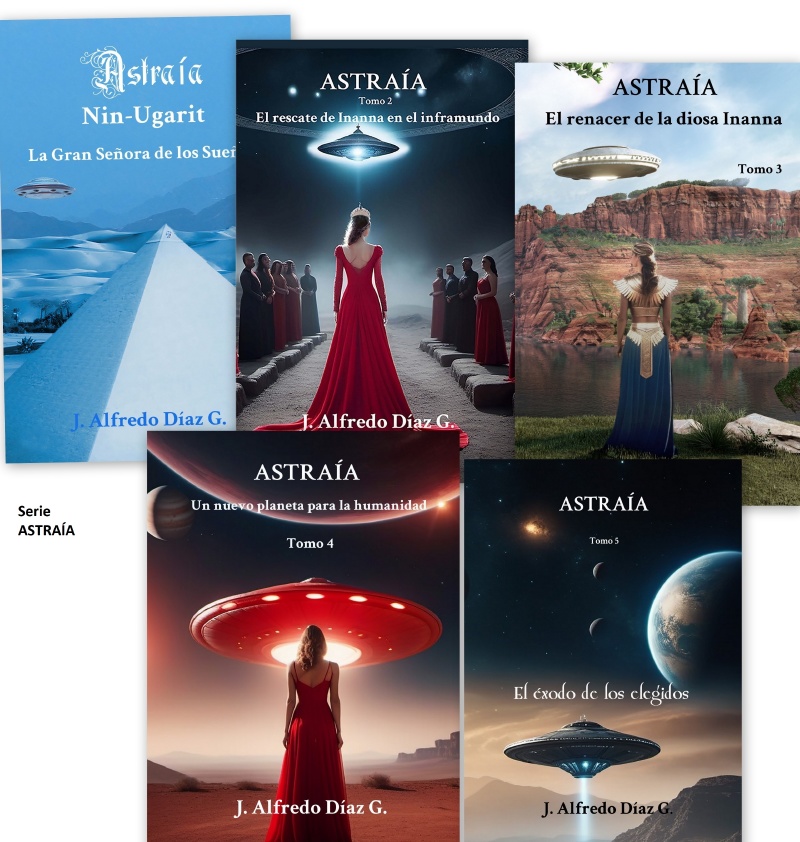 5/6 portadas de las novelas de la saga Astraia